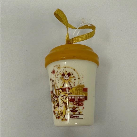 Starbucks California Disneyland Souvenir Xmas Ornament White Yellow Porcelain - Picture 1 of 6